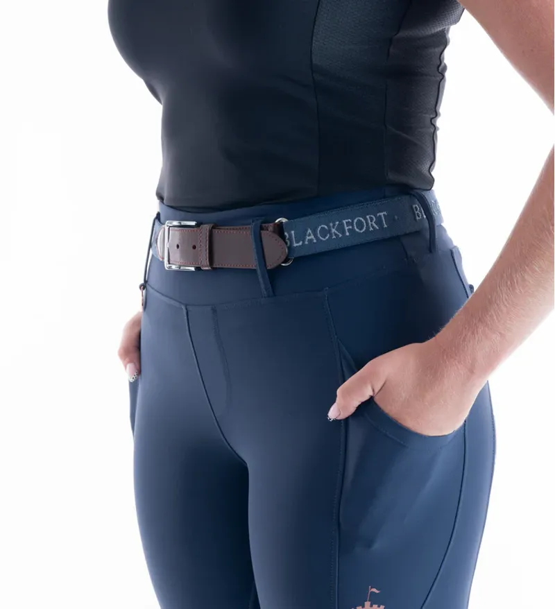 Blackfort Equestrian Signature Belt Navy With Tan Leather