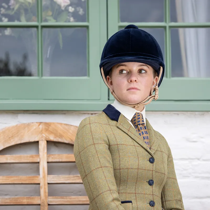 Charles Owen Hampton Velvet Riding Hat Round Fit Navy-2