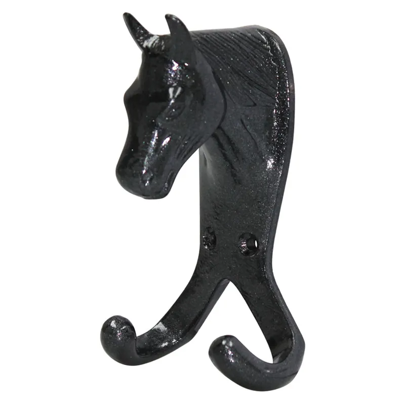 Perry Equestrian Horse Head Double Stable/Wall Hook Black