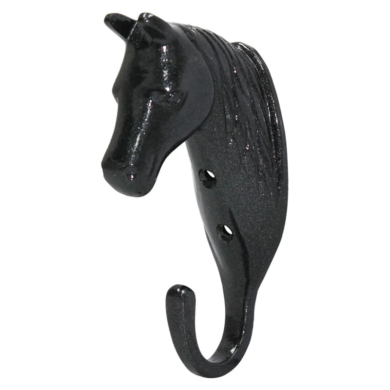 Perry Equestrian Horse Head Single Stable/Wall Hook Black