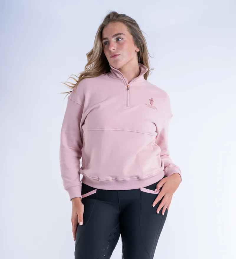 Blackfort Ladies Ella Quater Zip Sweatshirt Blush Pink-1