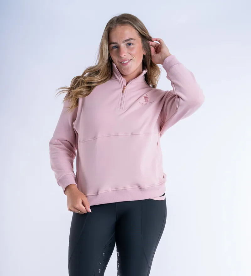 Blackfort Ladies Ella Quater Zip Sweatshirt Blush Pink-2