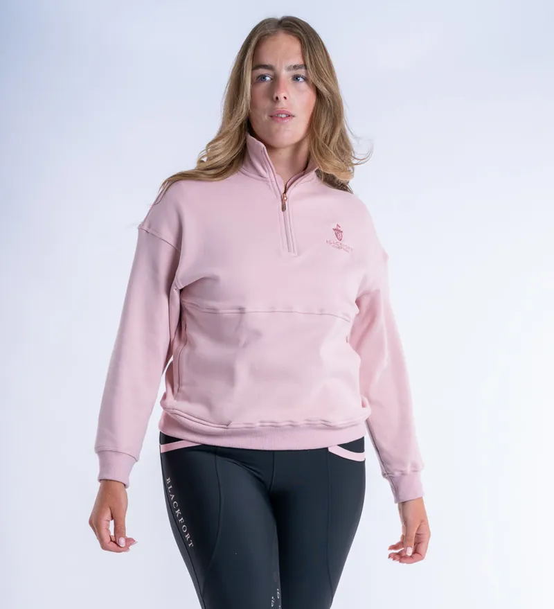 Blackfort Ladies Ella Quater Zip Sweatshirt Blush Pink-3