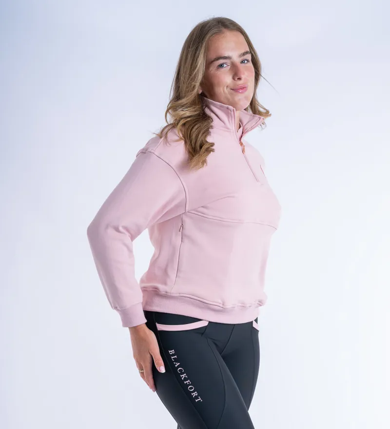 Blackfort Ladies Ella Quater Zip Sweatshirt Blush Pink-4
