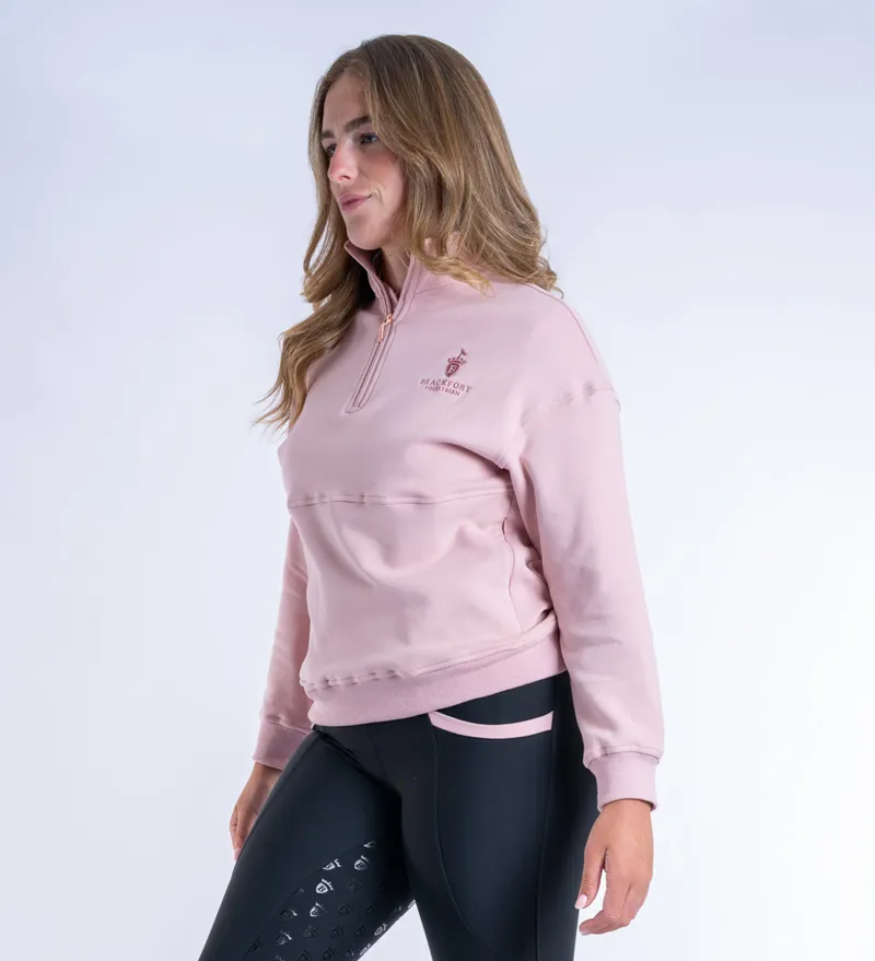 Blackfort Ladies Ella Quater Zip Sweatshirt Blush Pink-5