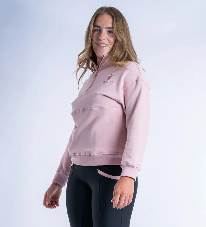 Blackfort Ladies Ella Quater Zip Sweatshirt Blush Pink-6