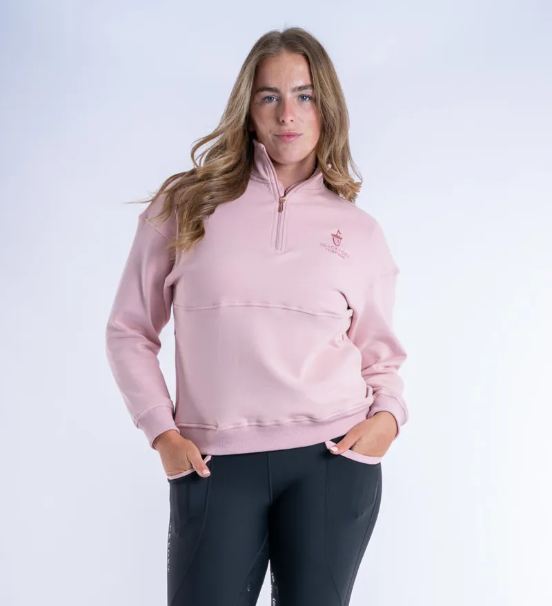 Blackfort Ladies Ella Quater Zip Sweatshirt Blush Pink