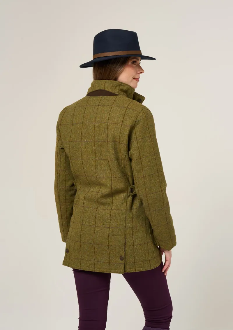 Alan Paine Ladies Rutland Tweed Waterproof Coat Lichen-2