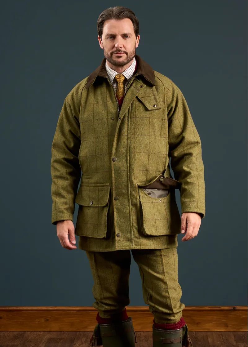 Alan Paine Mens Rutland Tweed Waterproof Shooting Coat Lichen-3