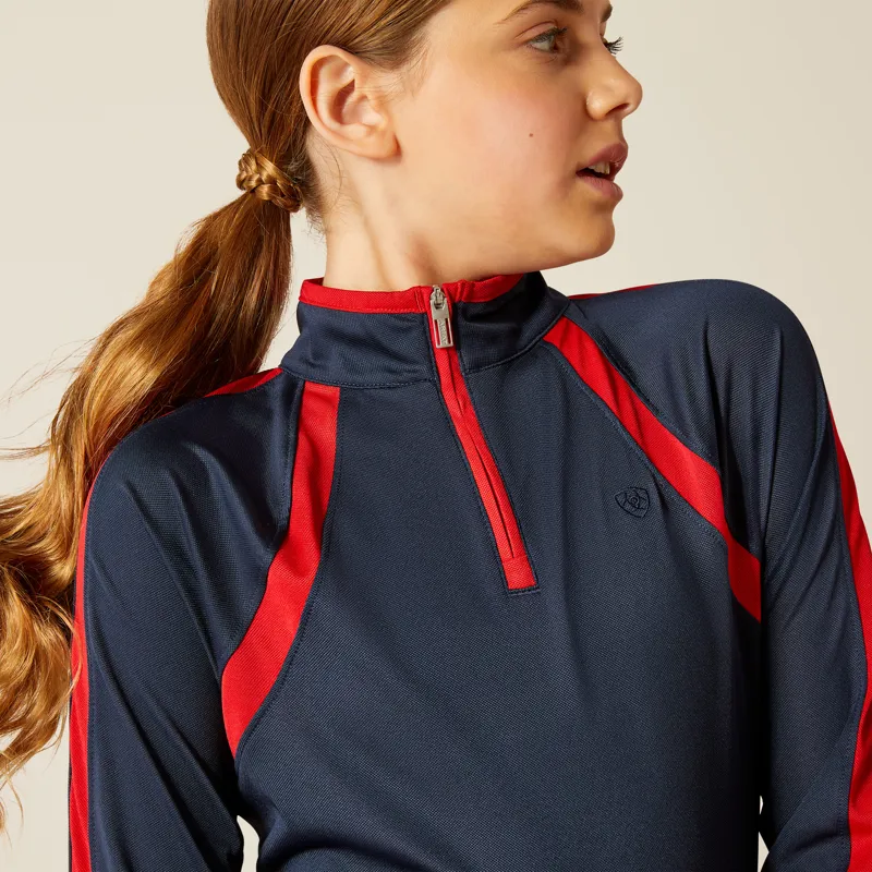 Ariat Youths Sunstopper 3.0 1/4Zip Baselayer Navy Team