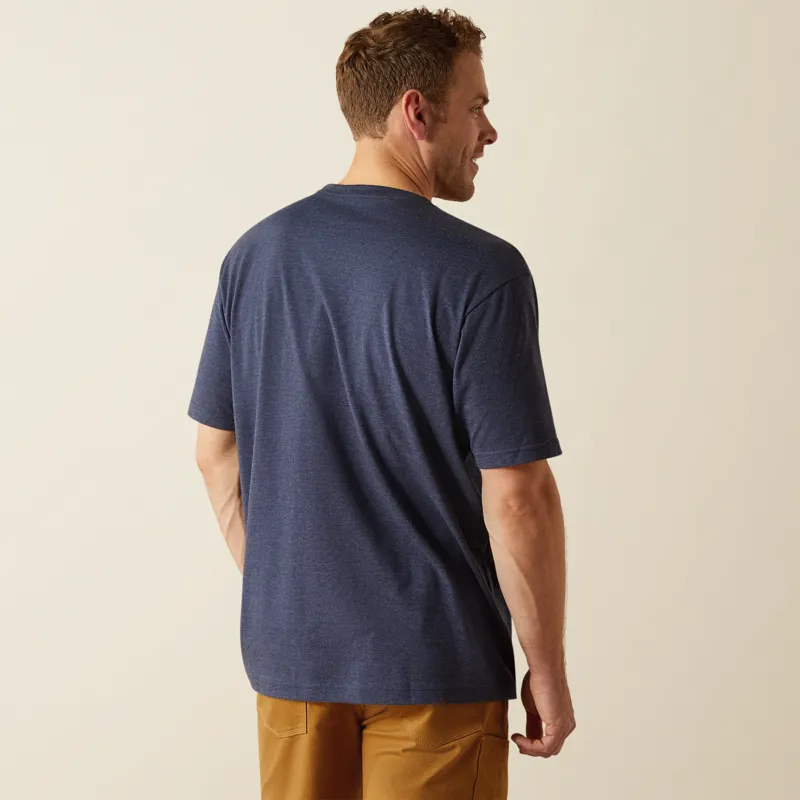 Ariat Mens Rebar Cotton Strong Standard T-Shirt Navy Heather-1