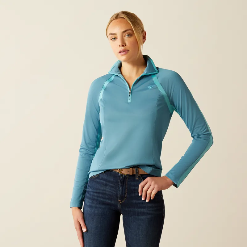 Ariat Ladies Sunstopper 3.0 1/4Zip Baselayer Storm Blue