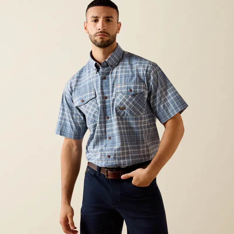 Ariat REBAR Mens Made Tough Durastretch Work Shirt Dark Denim