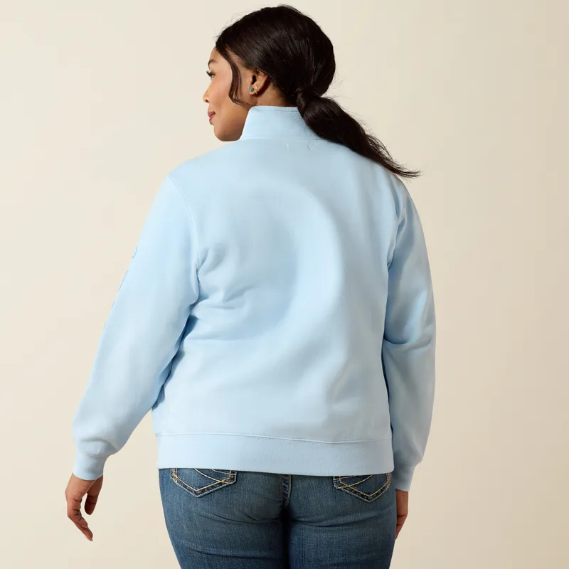 Ariat Womens Foundation Logo 1/2 Zip Sweatshirt Nantucket Breeze-4