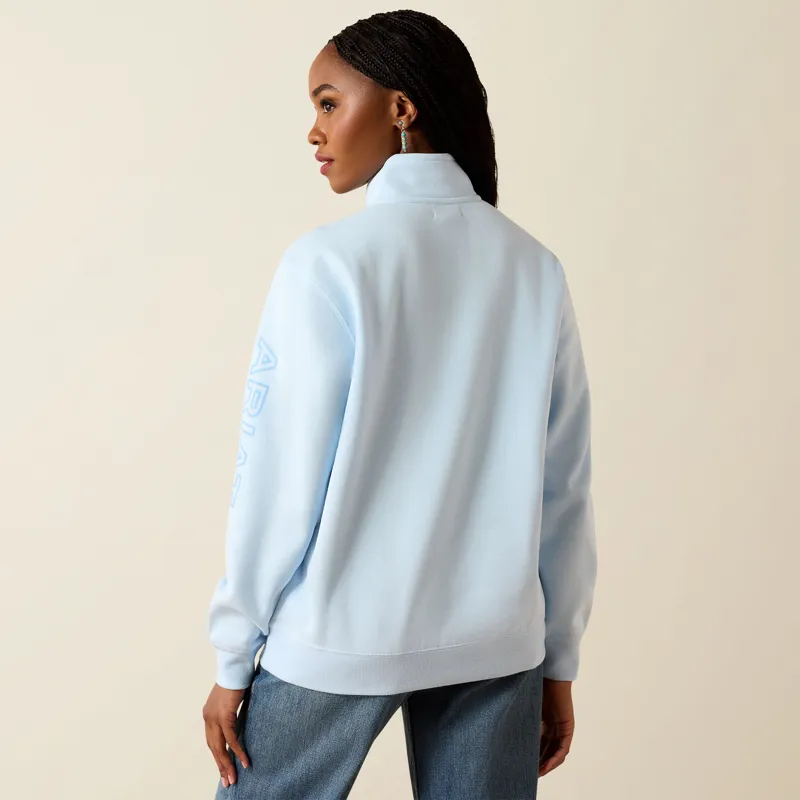 Ariat Womens Foundation Logo 1/2 Zip Sweatshirt Nantucket Breeze-3