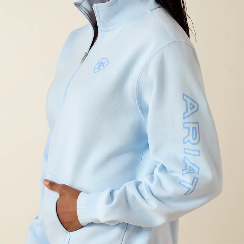 Ariat Womens Foundation Logo 1/2 Zip Sweatshirt Nantucket Breeze-2