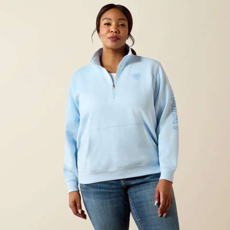 Ariat Womens Foundation Logo 1/2 Zip Sweatshirt Nantucket Breeze-5