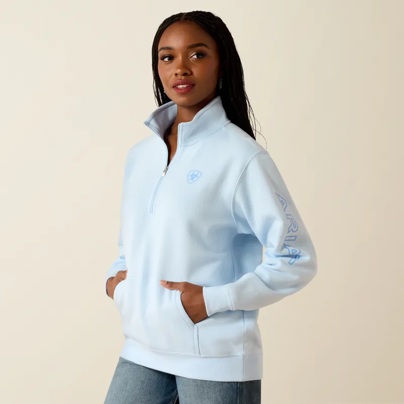 Ariat Womens Foundation Logo 1/2 Zip Sweatshirt Nantucket Breeze