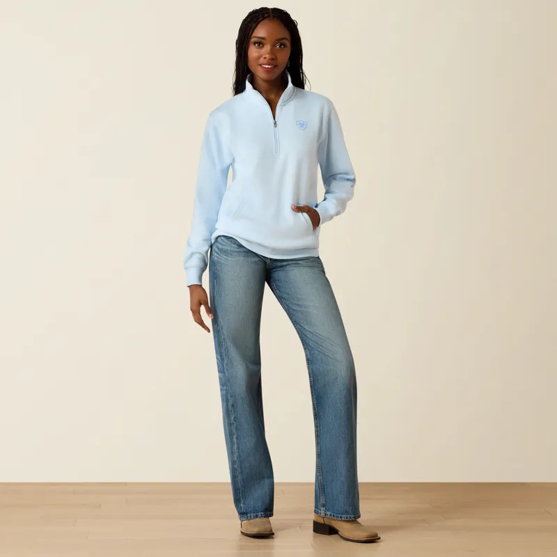 Ariat Womens Foundation Logo 1/2 Zip Sweatshirt Nantucket Breeze-1