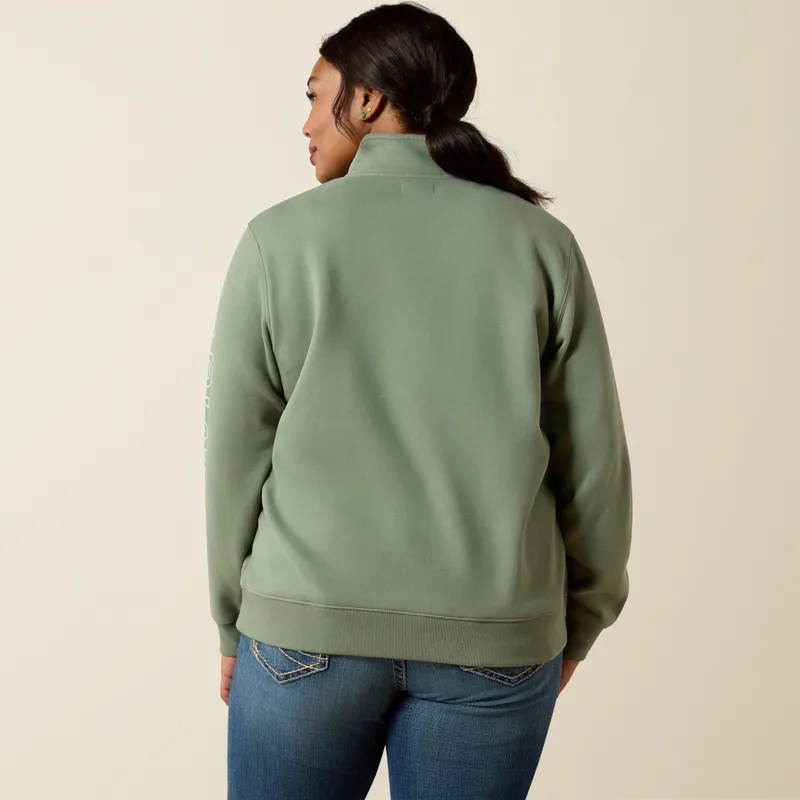Ariat Womens Foundation Logo 1/2 Zip Sweatshirt Sea Spray-4