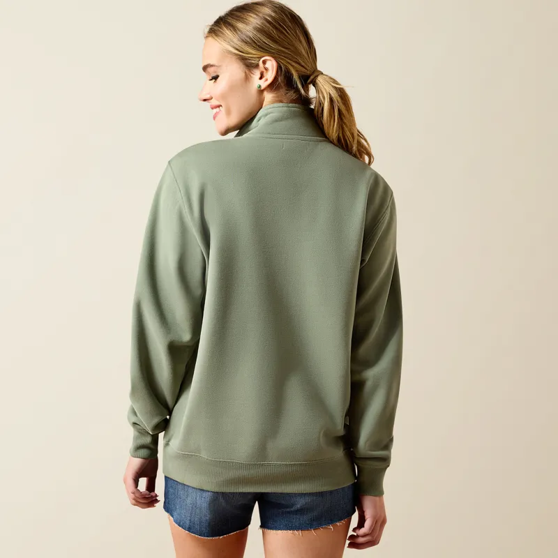Ariat Womens Foundation Logo 1/2 Zip Sweatshirt Sea Spray-3