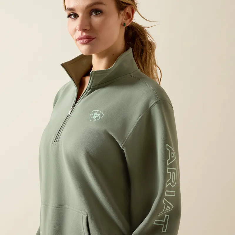 Ariat Womens Foundation Logo 1/2 Zip Sweatshirt Sea Spray-1