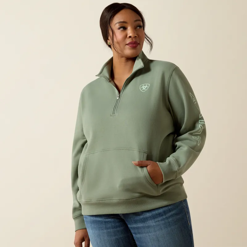 Ariat Womens Foundation Logo 1/2 Zip Sweatshirt Sea Spray-5