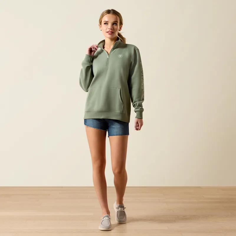 Ariat Womens Foundation Logo 1/2 Zip Sweatshirt Sea Spray-2