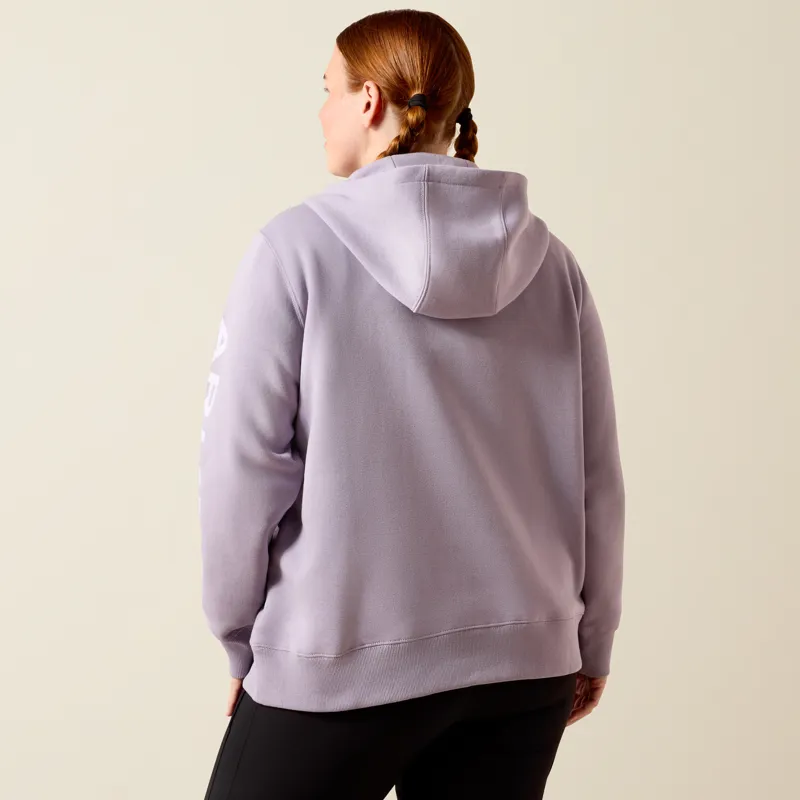 Ariat REBAR Womens Lightweight Logo 1/2 Zip Hoodie Purple Ash/Thistle-1