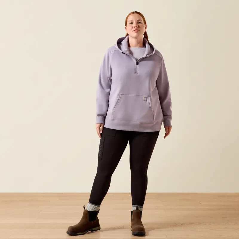 Ariat REBAR Womens Lightweight Logo 1/2 Zip Hoodie Purple Ash/Thistle-2