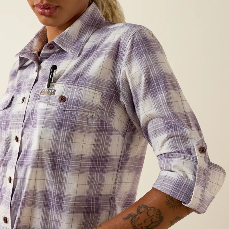 Ariat REBAR Womens Made Tough DuraStretch Work Shirt Thistle-1