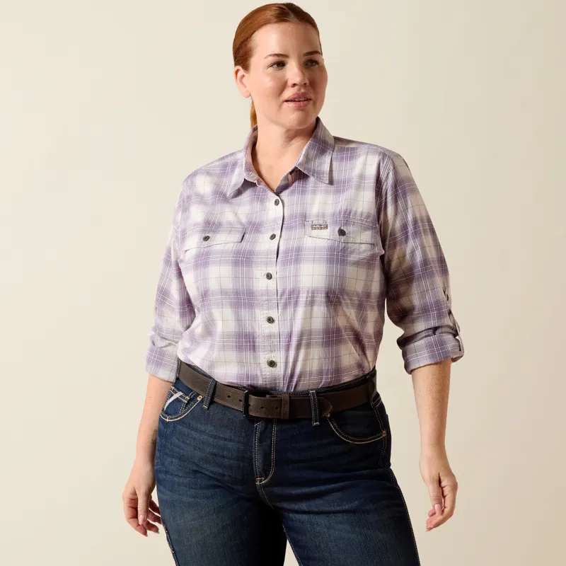 Ariat REBAR Womens Made Tough DuraStretch Work Shirt Thistle-3