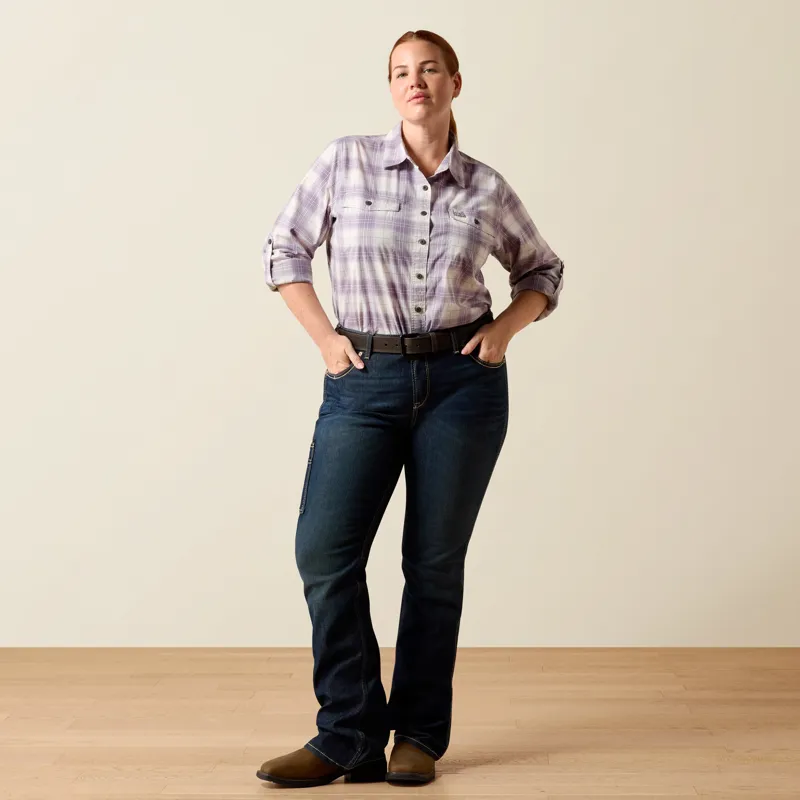 Ariat REBAR Womens Made Tough DuraStretch Work Shirt Thistle-5