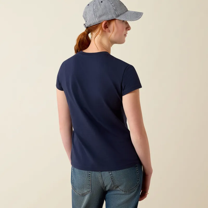 Ariat Youths Vertical Logo T-Shirt Navy/Red-3