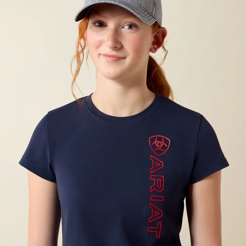 Ariat Youths Vertical Logo T-Shirt Navy/Red-2