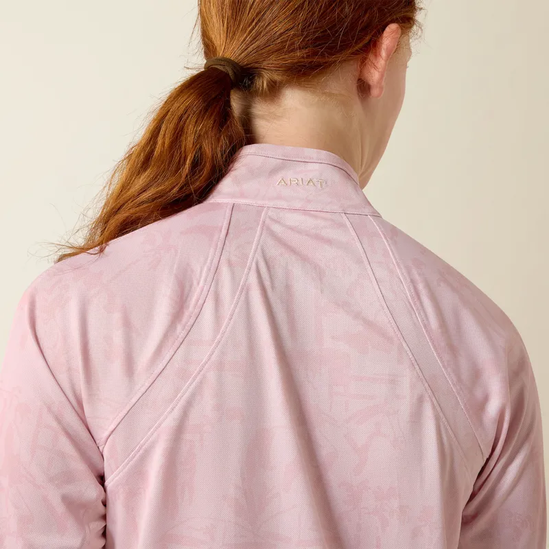 Ariat Youths Sunstopper 3.0 1/4Zip Baselayer Sepia Horse Park Print-3