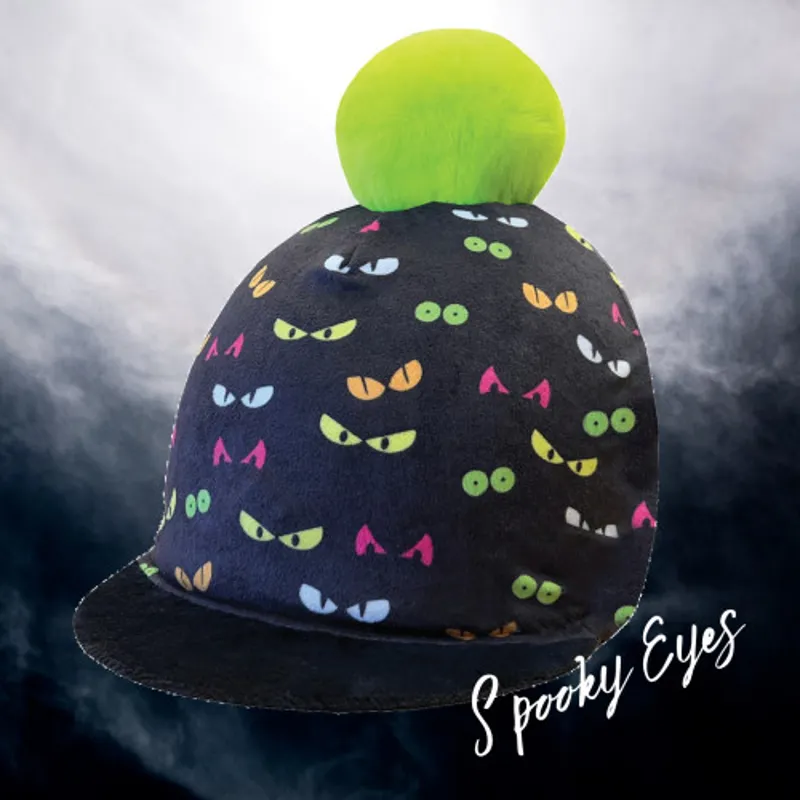 Equetech Childs Spooky Eyes Pom Hat Silk Black One Size-1