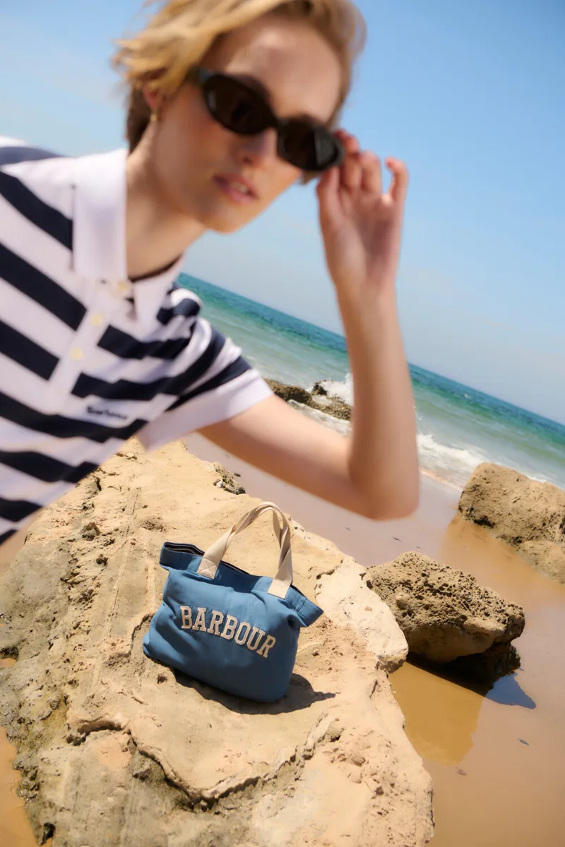 Barbour Ladies Ashbourne Stripe Polo Top Navy Stripe-1