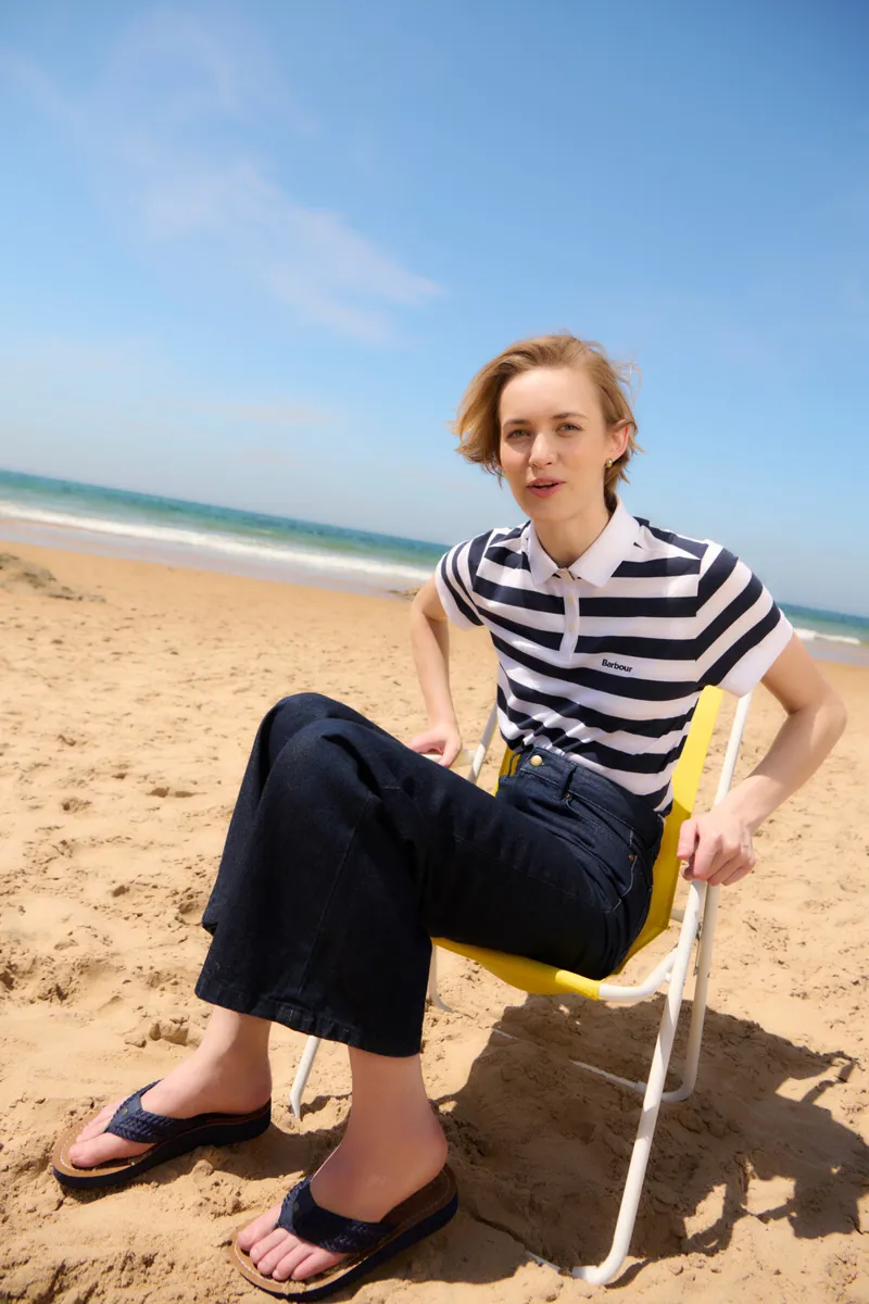Barbour Ladies Ashbourne Stripe Polo Top Navy Stripe-7