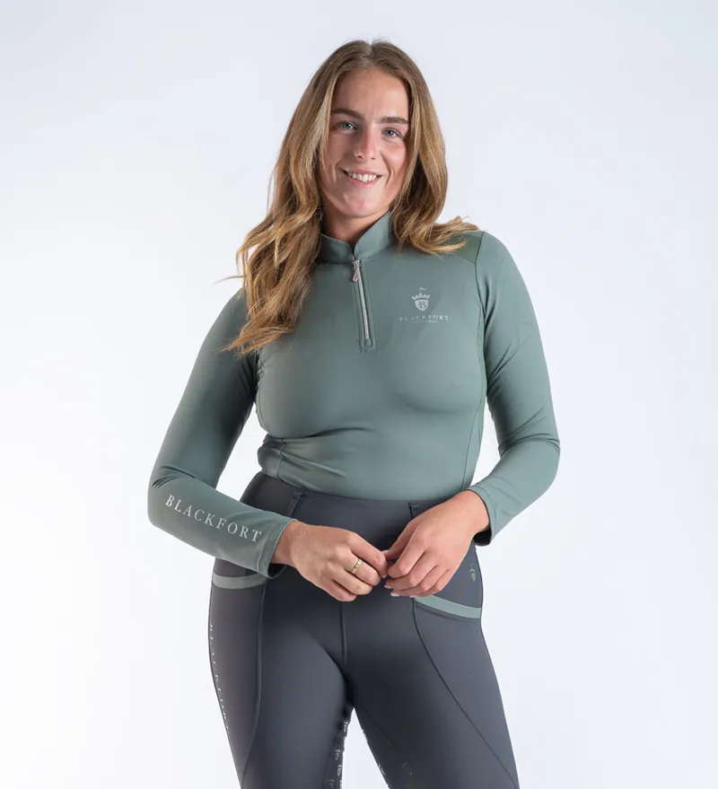 Blackfort Cool Mesh Base Layer Sage- Breathable Equestrian Top