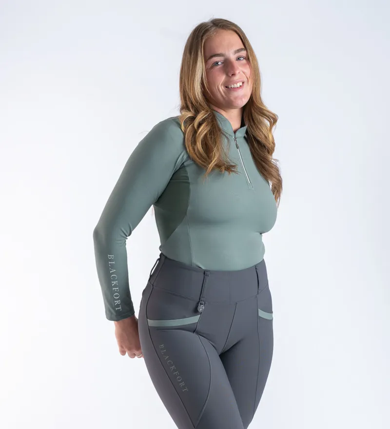 Blackfort Cool Mesh Base Layer Sage- Breathable Equestrian Top-6