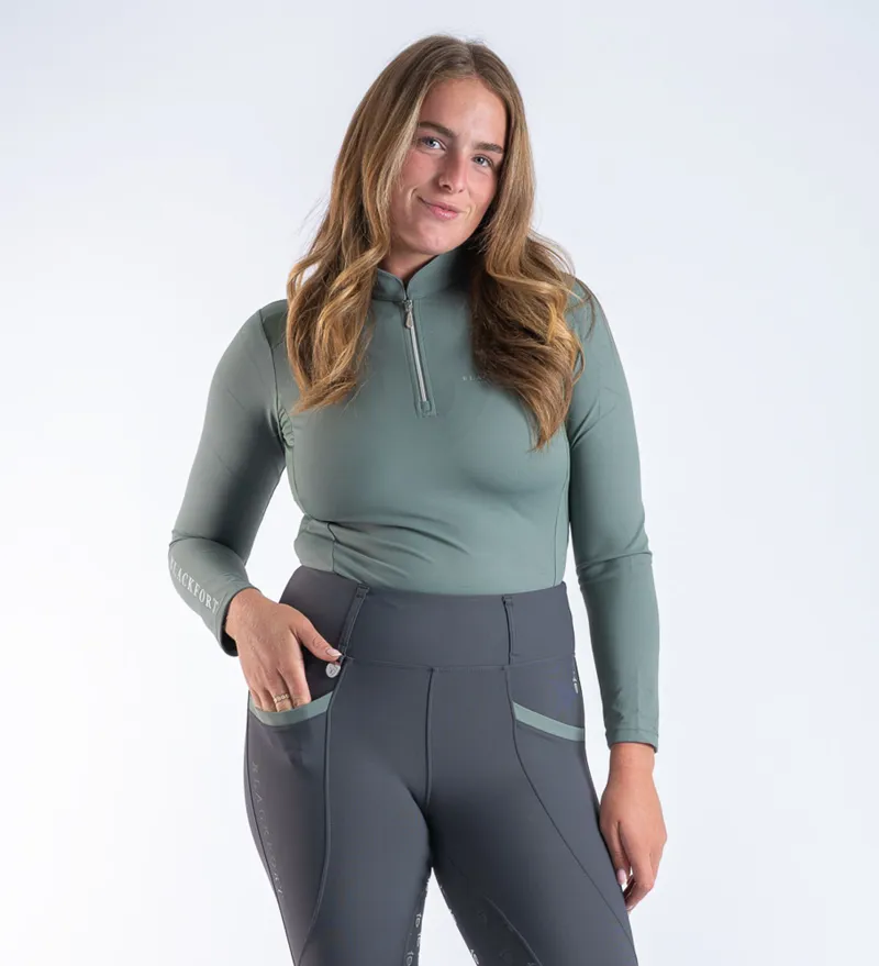 Blackfort Cool Mesh Base Layer Sage- Breathable Equestrian Top-7