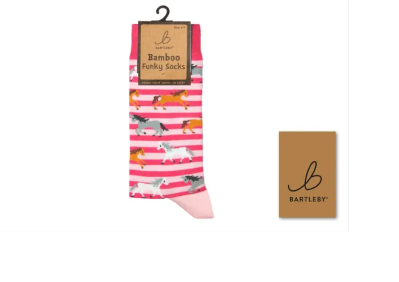 Bartleby Funky Bamboo Socks - Galloping Horses Size 4-7