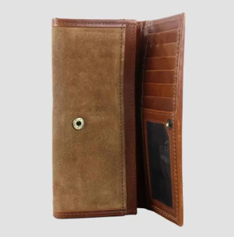 Grays Lily Purse In Dark Tan Leather And Suede-2