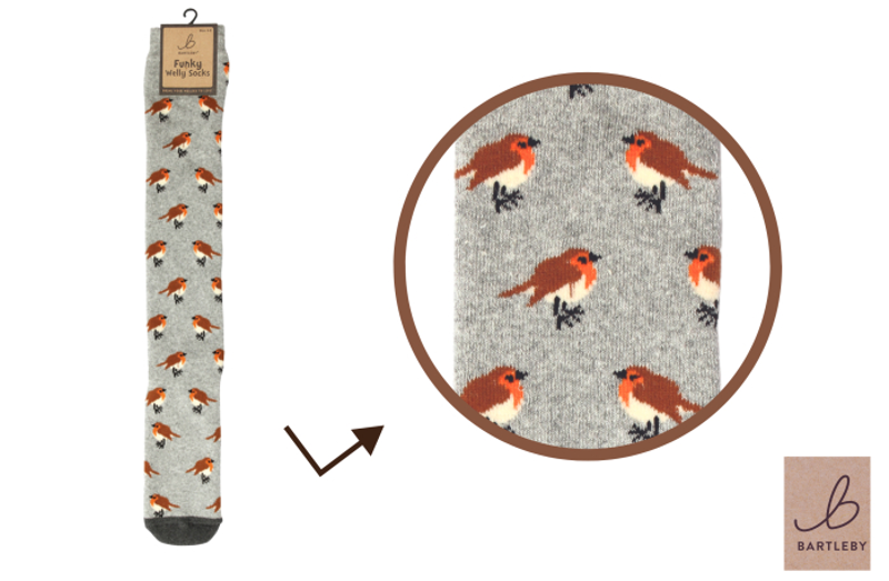 Bartelby Ladies Funky Welly Socks - Garden Robin