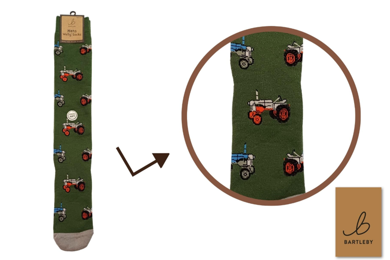 Bartelby Mens Funky Welly Socks - Retro Tractor