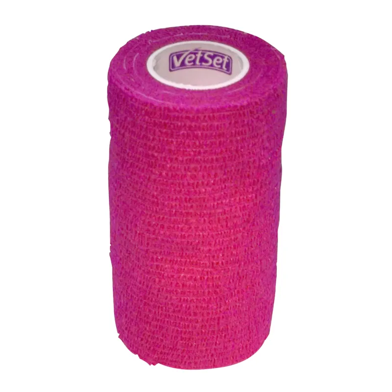 Vetset Wrap Tech Cohesive Bandage 10cm Pink