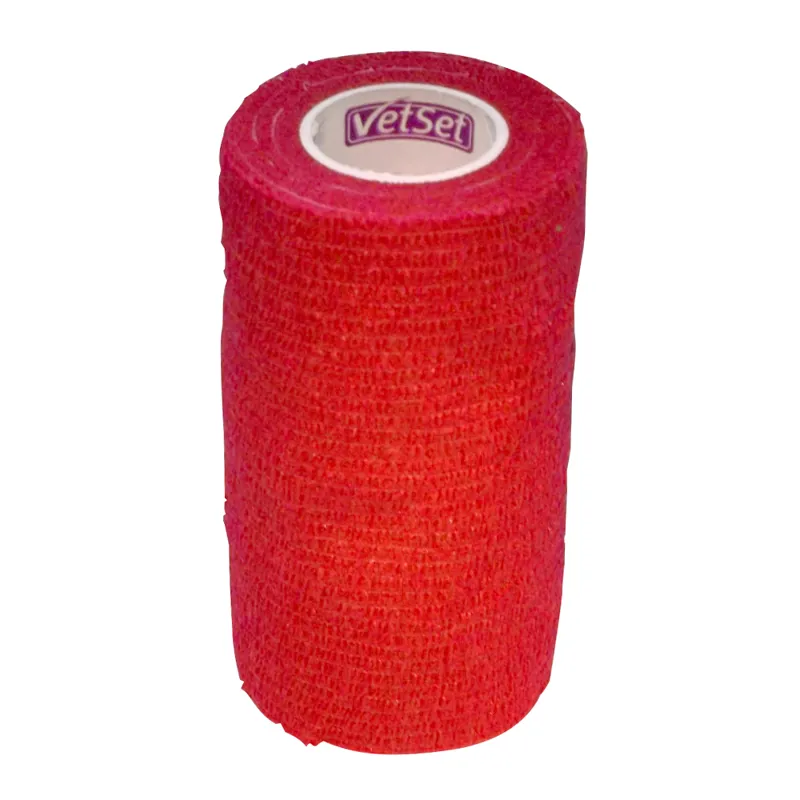 Vetset Wrap Tech Cohesive Bandage 10cm Red