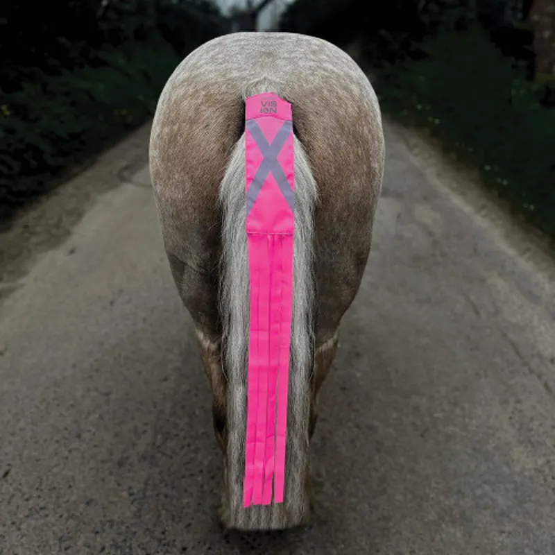 Equetech Hi-Vis Vision Horse Tail Streamers Pink-1