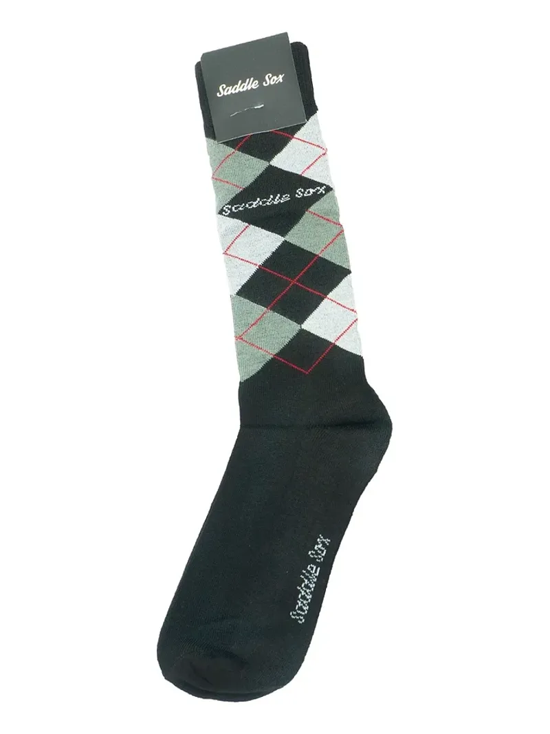 Dever Argyle Horse Riding Socks Black